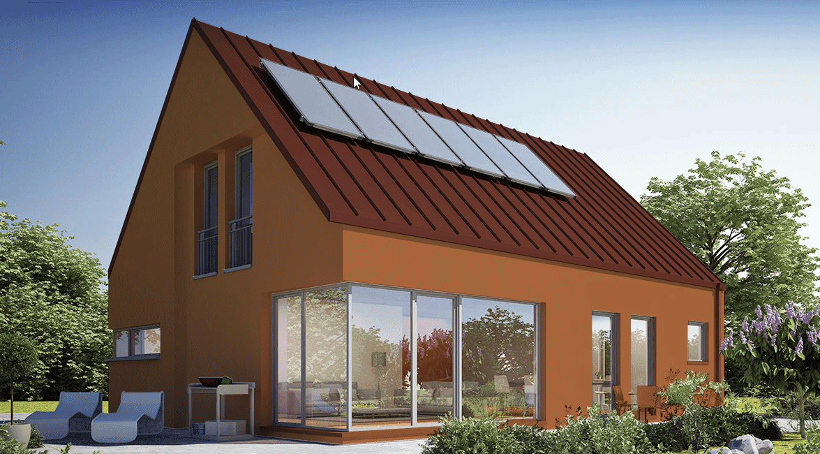 Roof RAL 3011, Elevation RAL 8023