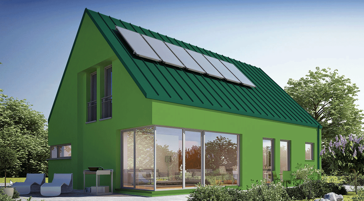 Roof RAL 6020, Elevation RAL 6018